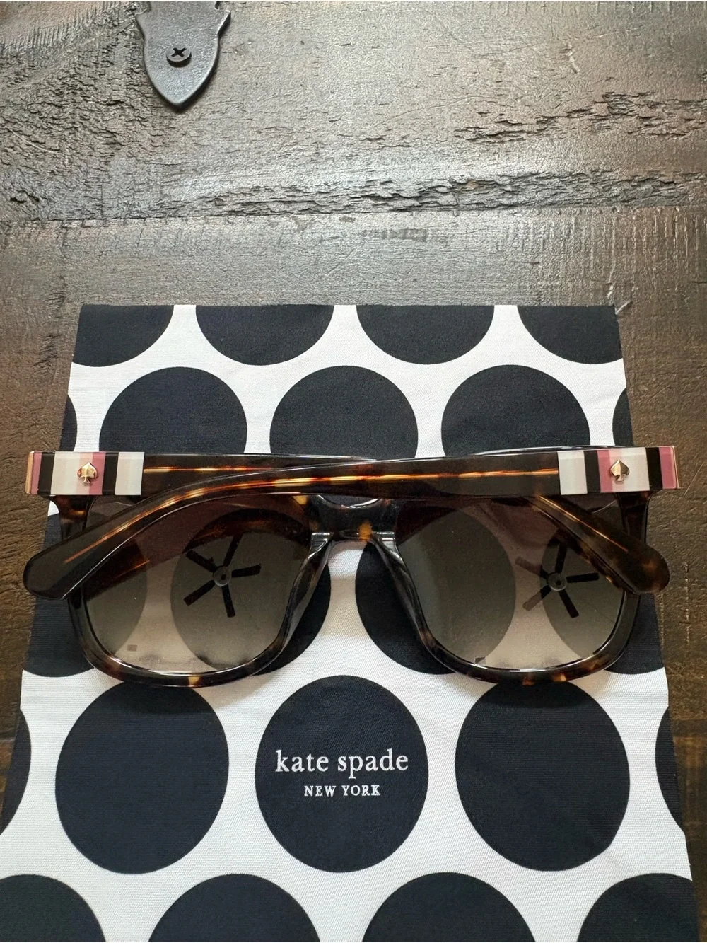 kate spade Kiya/S Square Tortoiseshell Frame Sunglasses + Case & Cloth